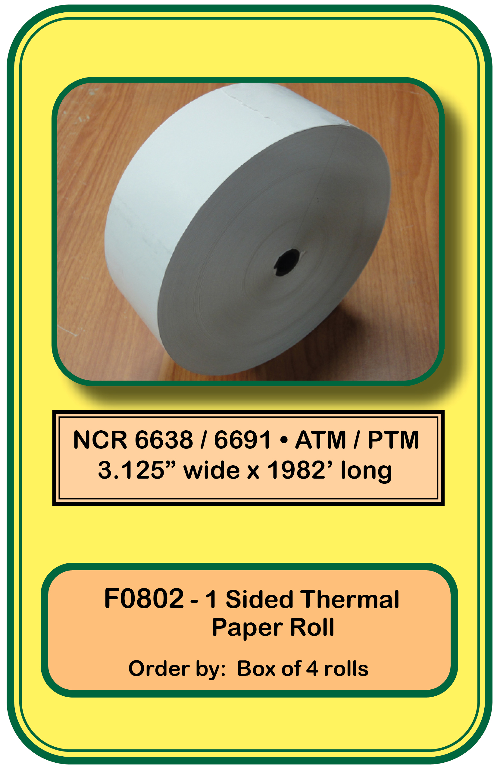 PTM / ATM / ITM Thermal Paper Roll - 4 rolls per box
